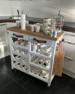 Keukeneiland Trolley Wit Wagondelen Flessen Rek, Ophalen of Verzenden, Zo goed als nieuw