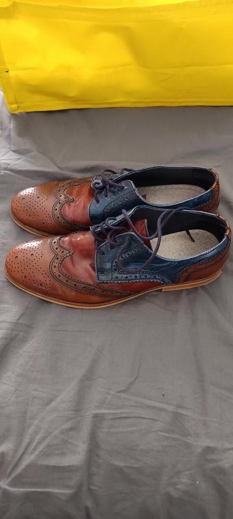 Stijlvolle Brogues Herenschoenen - Bruin/Blauw, Kleding | Heren, Schoenen, Ophalen of Verzenden, Gedragen, Veterschoenen, Onbekend
