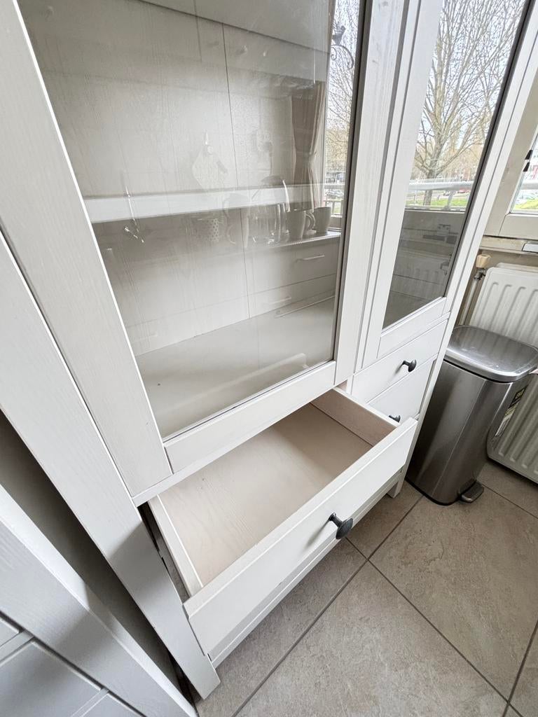 Vitrinekast / buffetkast. wit, Ophalen, 50 tot 100 cm, Zo goed als nieuw, 150 tot 200 cm