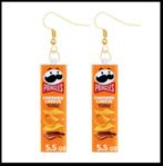 Nieuwe Pringles Cheddar Cheese Oorbellen, Overige materialen, Hangers, Nieuw, Oranje