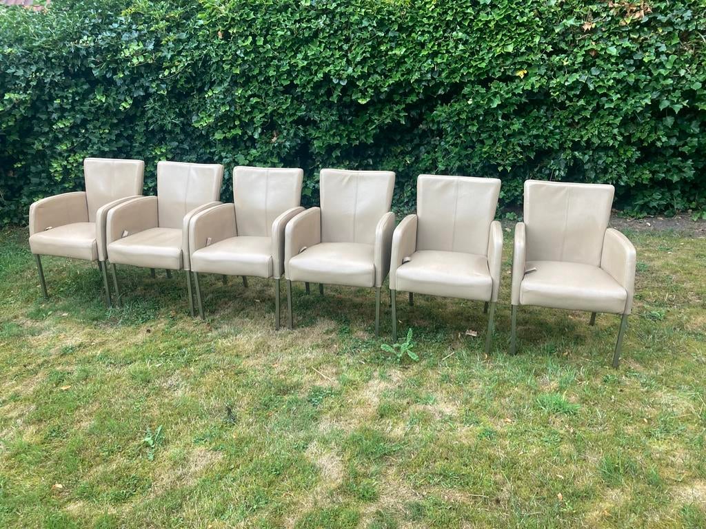 6x Eijerkamp leren eetkamer stoelen, Ophalen of Verzenden, Zo goed als nieuw