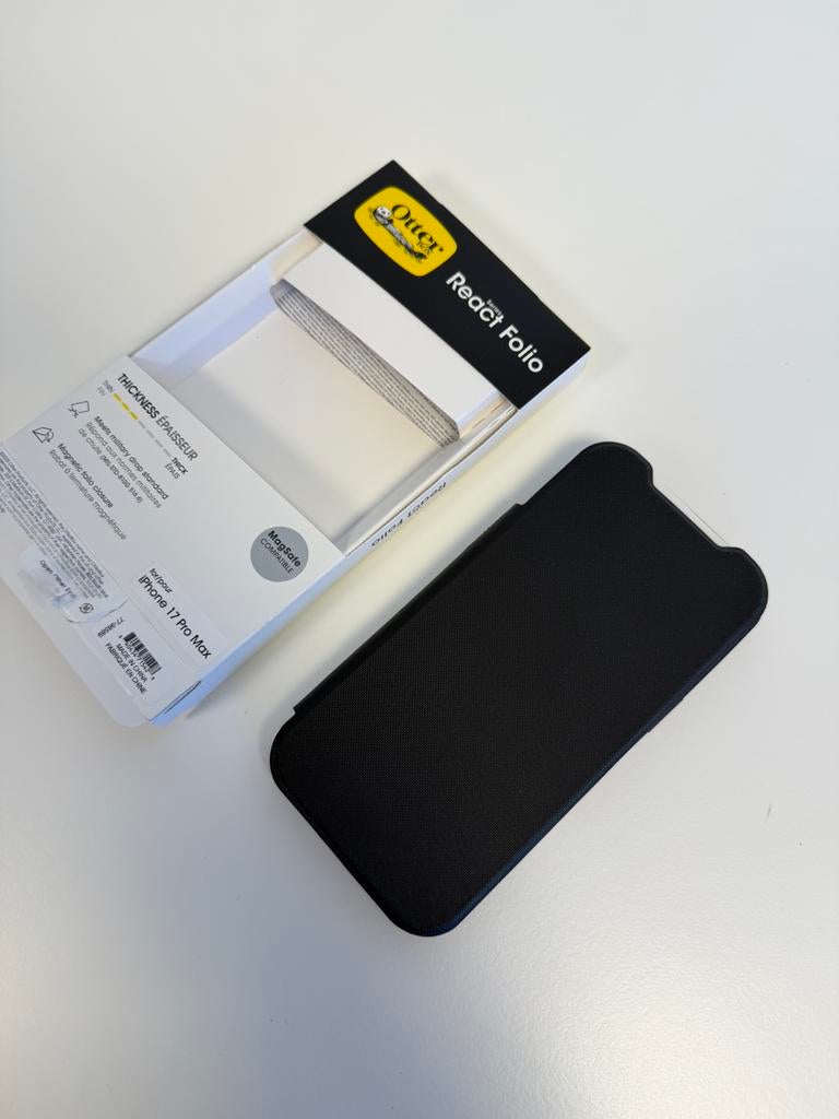 OtterBox React Folio iPhone 17 Pro Max Hoesje Zwart bookcase, IPhone 17, Nieuw, Hoesje of Tasje, Ophalen of Verzenden