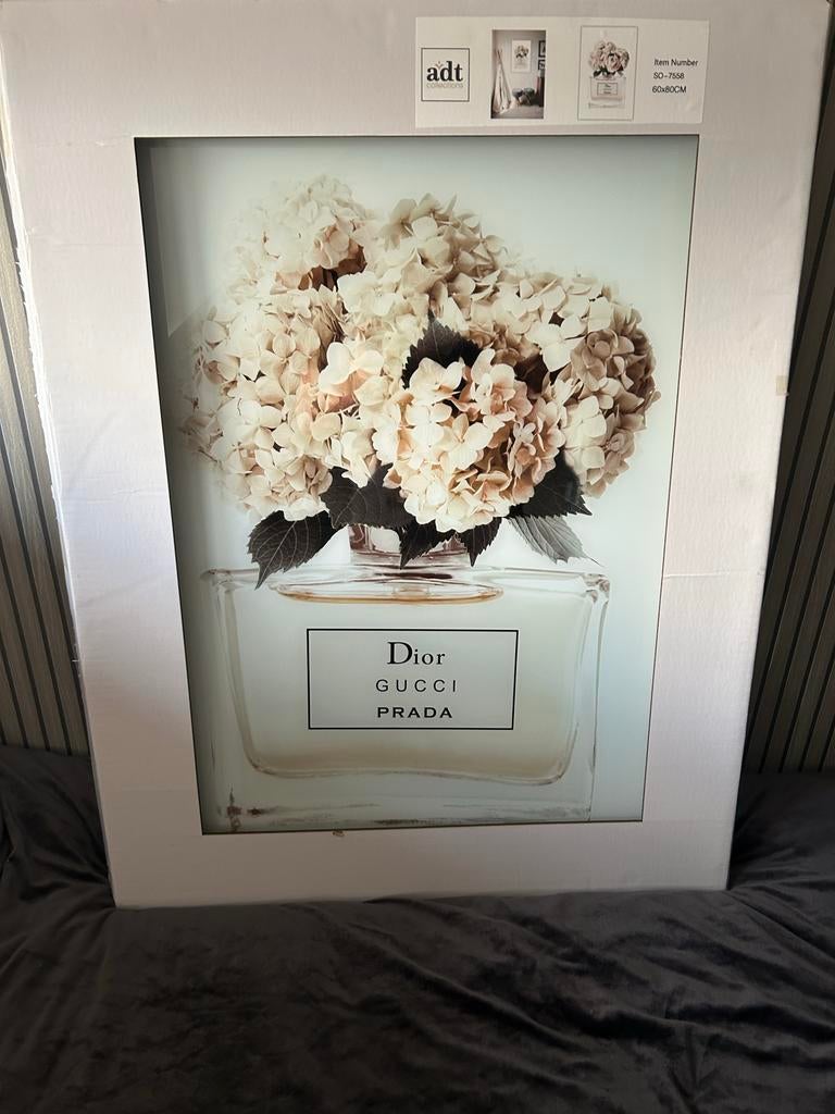 Luxe glazen schilderij Parfumfles - Dior Gucci Prada 60x80cm, Nieuw, Ophalen of Verzenden, Print, 75 cm of meer