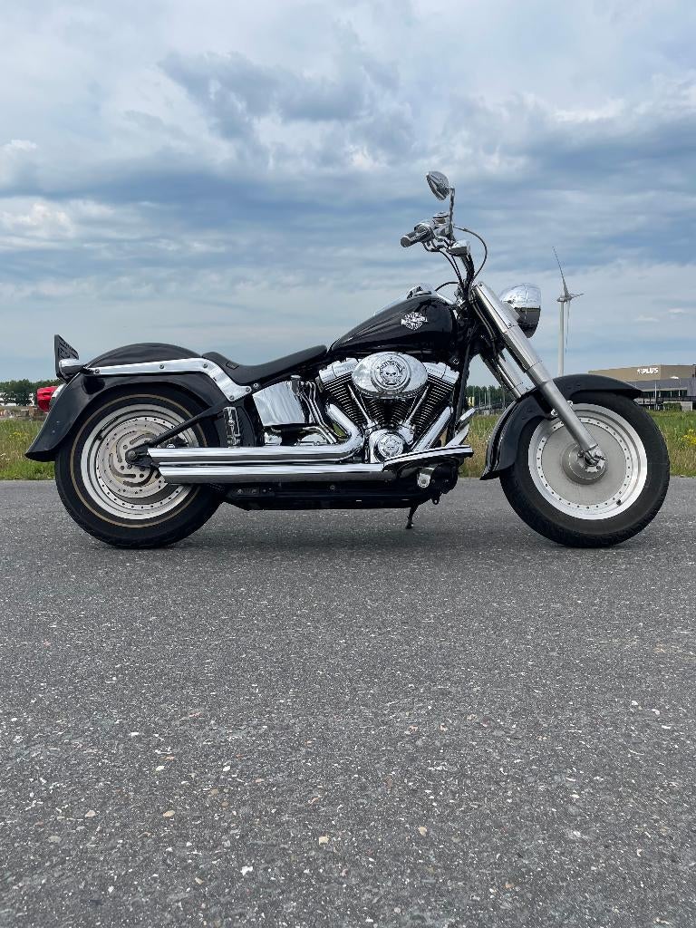 Harley Davidson 88 FLSTFI Fat Boy Zw-Chroom lage km custom, Motoren, Motoren | Harley-Davidson, 2 cilinders, Chopper, Gebruikt