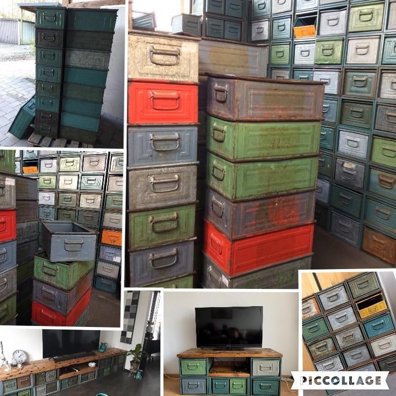 Opbergbakken Stapelbakken Kist Krat Kasten nu maar 12,50p/s, Ophalen, Minder dan 50 cm, Gebruikt, Metaal