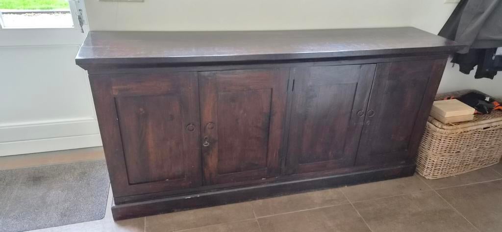 Dressoir kast - Donkerbruin hout, Huis en Inrichting, Kasten | Dressoirs, Ophalen, Gebruikt, Klassiek, 150 tot 200 cm