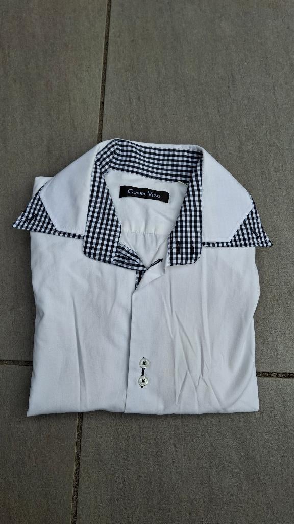M Heren blouse Claude Vigo, Claude vigo, Wit, Gedragen, Halswijdte 39/40 (M)