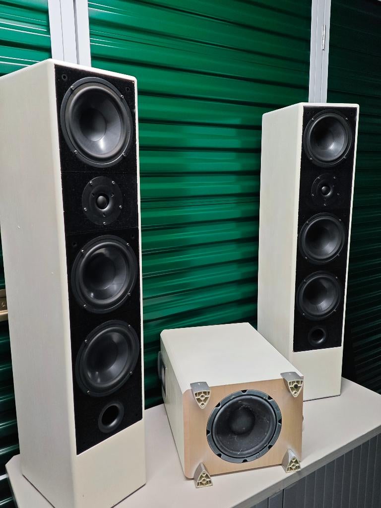 200W luidsprekerset met actieve JBL SUB138 subwoofer, Audio, Tv en Foto, Luidsprekers, Ophalen, Gebruikt, JBL, Complete surroundset