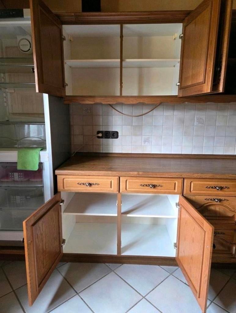 Complete houten keuken met boven- en onderkasten, Huis en Inrichting, Keuken | Complete keukens, Ophalen, Gebruikt, Bruin, Overige typen