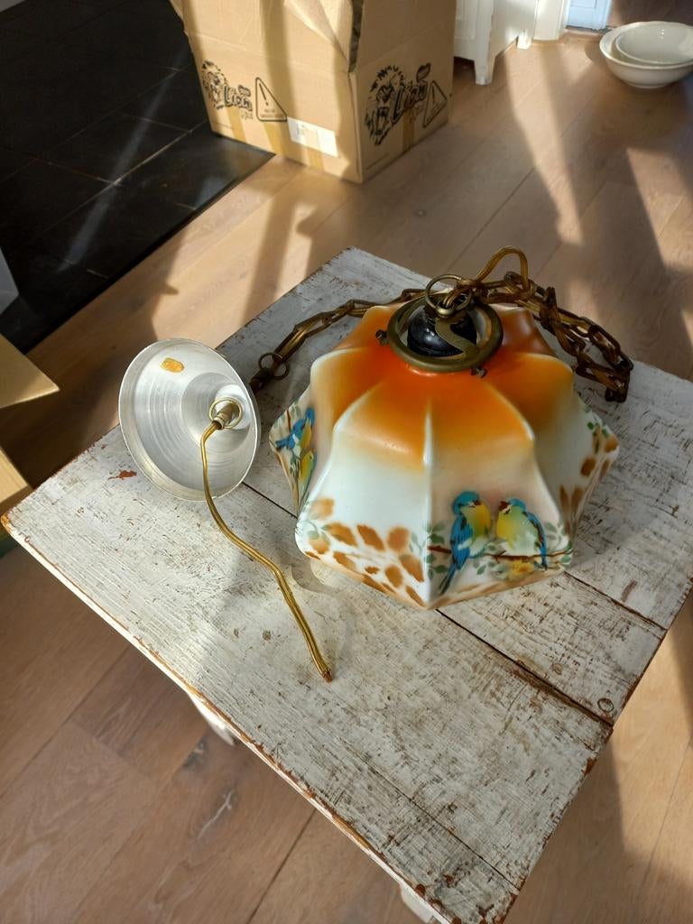 Vintage Plafondlamp met Vogeldecoratie, Ophalen of Verzenden