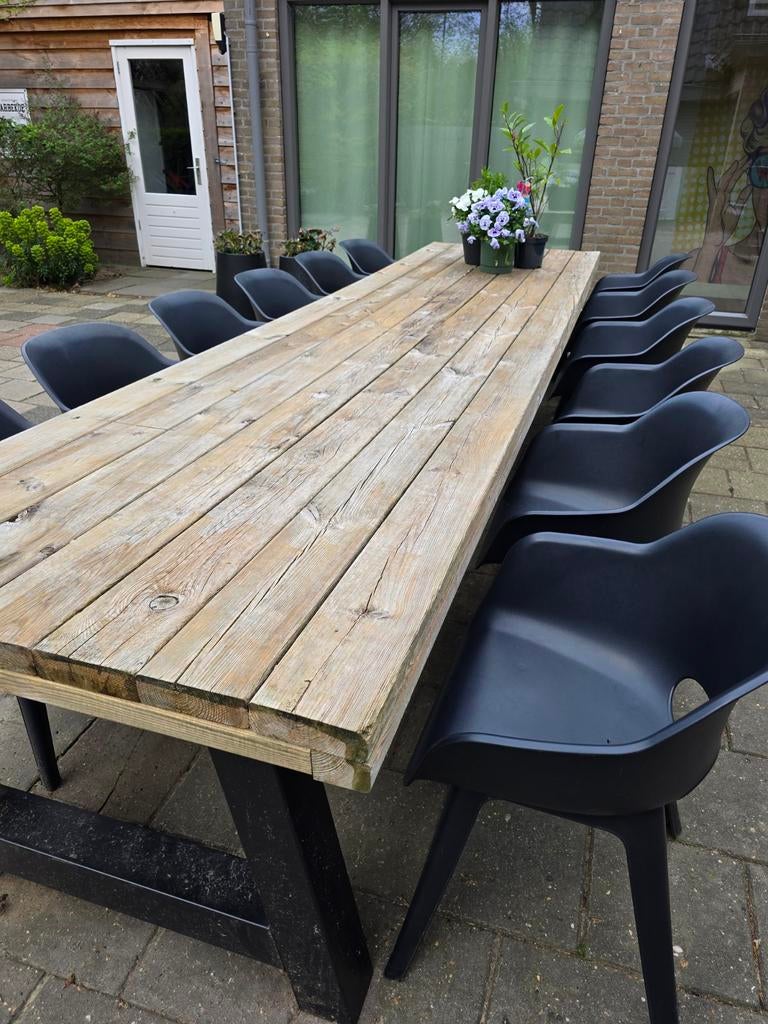 Douglas tuintafel 4x1m met stalen onderstel, Ophalen