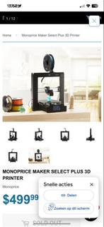 Monoprice Maker Select Plus 3D Printer, Computers en Software, Printers, Ophalen of Verzenden, Gebruikt