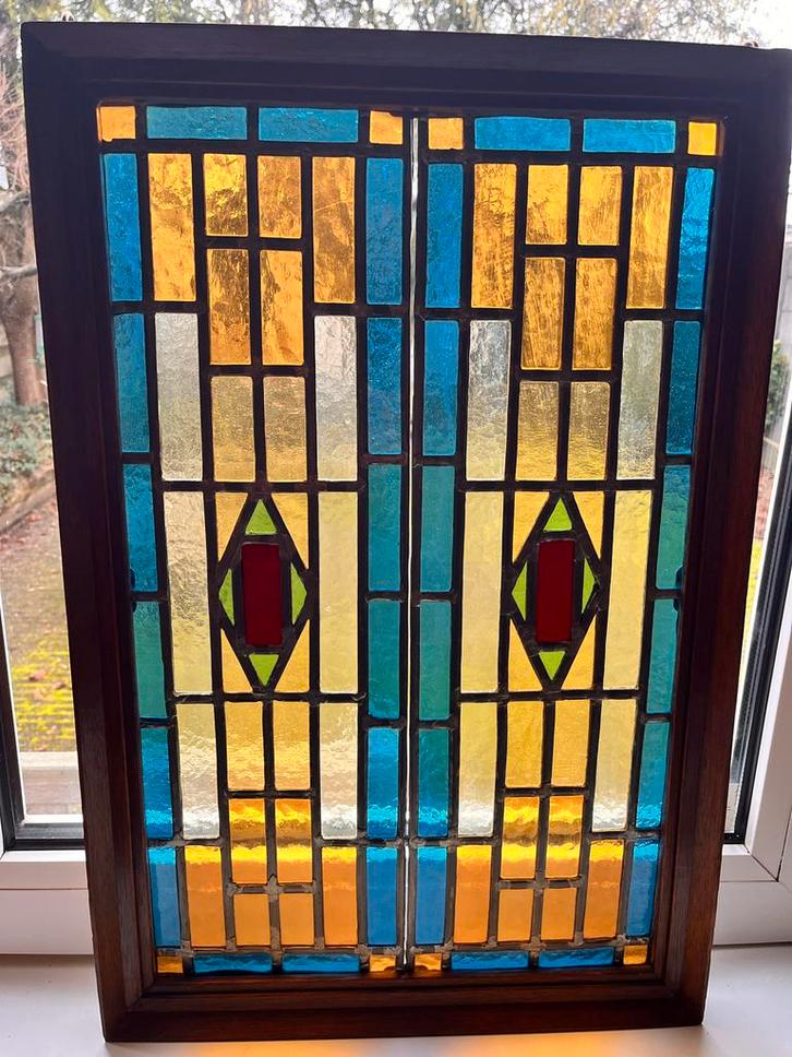 Vintage Glas in Lood Raam, Antiek en Kunst, Antiek | Glas en Kristal, Ophalen