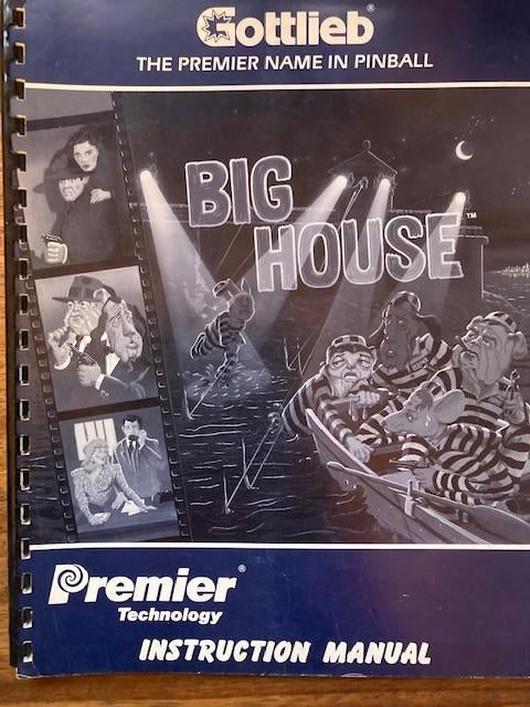 GOTTLIEB BIG HOUSE INSTRUCTION MANUAL, Verzamelen, Automaten | Flipperkasten, Elektronisch, Zo goed als nieuw, Flipperkast, Gottlieb