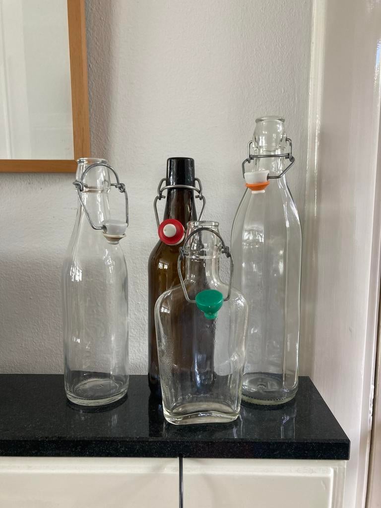 4 beugelflessen / beugel flessen, heupfles, Ophalen of Verzenden