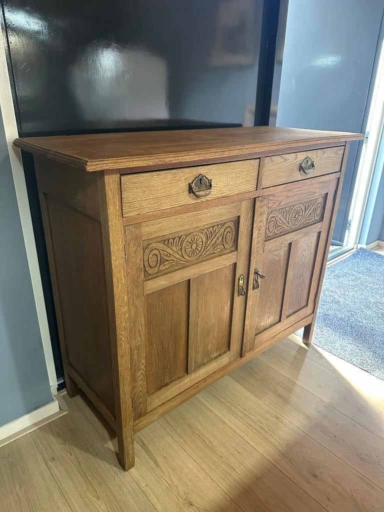 Prachtige oude eiken kast, Ophalen, Gebruikt, 100 tot 150 cm, Eikenhout