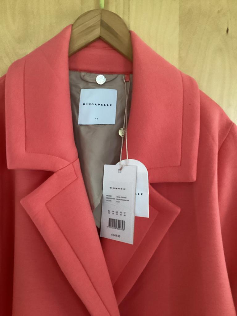 Nieuwe Rino & Pelle mantel, maat 42, koraalrood, Kleding | Dames, Ophalen of Verzenden, Nieuw, Maat 42/44 (L), Overige kleuren