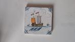 Antieke Delfts Blauwe Tegel met Boot 1800-1900, Ophalen of Verzenden