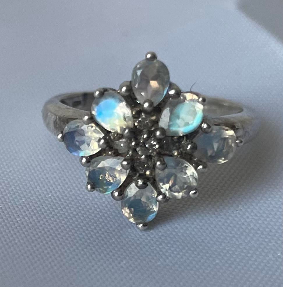 AAA grade maansteen ring, maat 14 , in 925 zilver, Sieraden, Tassen en Uiterlijk, Ringen, Ophalen of Verzenden, Met edelsteen