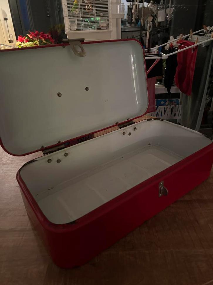 Vintage Emaille Broodtrommel Rood Jaren '50, Antiek en Kunst, Antiek | Emaille, Ophalen of Verzenden