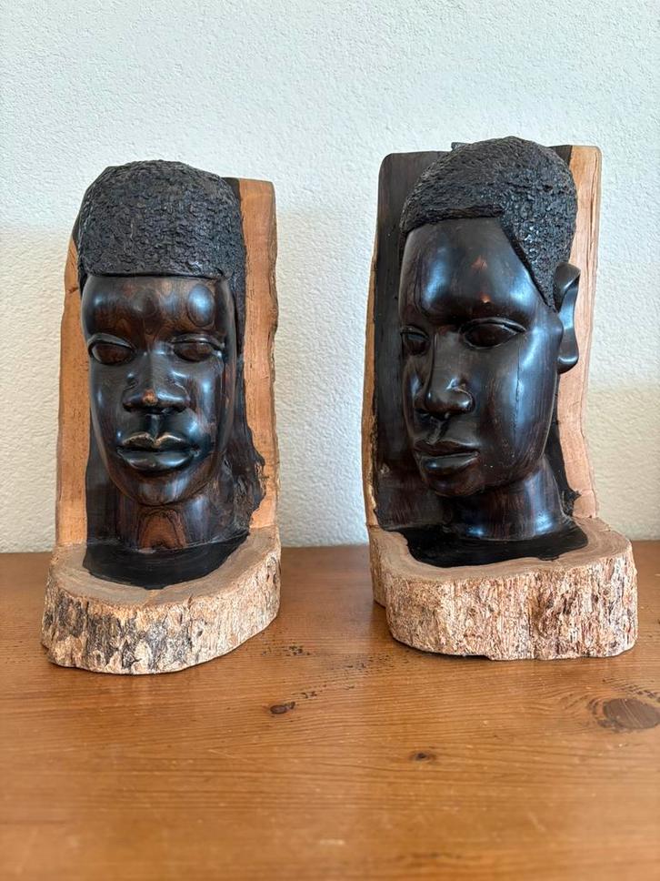 Handgesneden Afrikaanse bustes - ebbenhout, Antiek en Kunst, Kunst | Niet-Westerse kunst, Ophalen