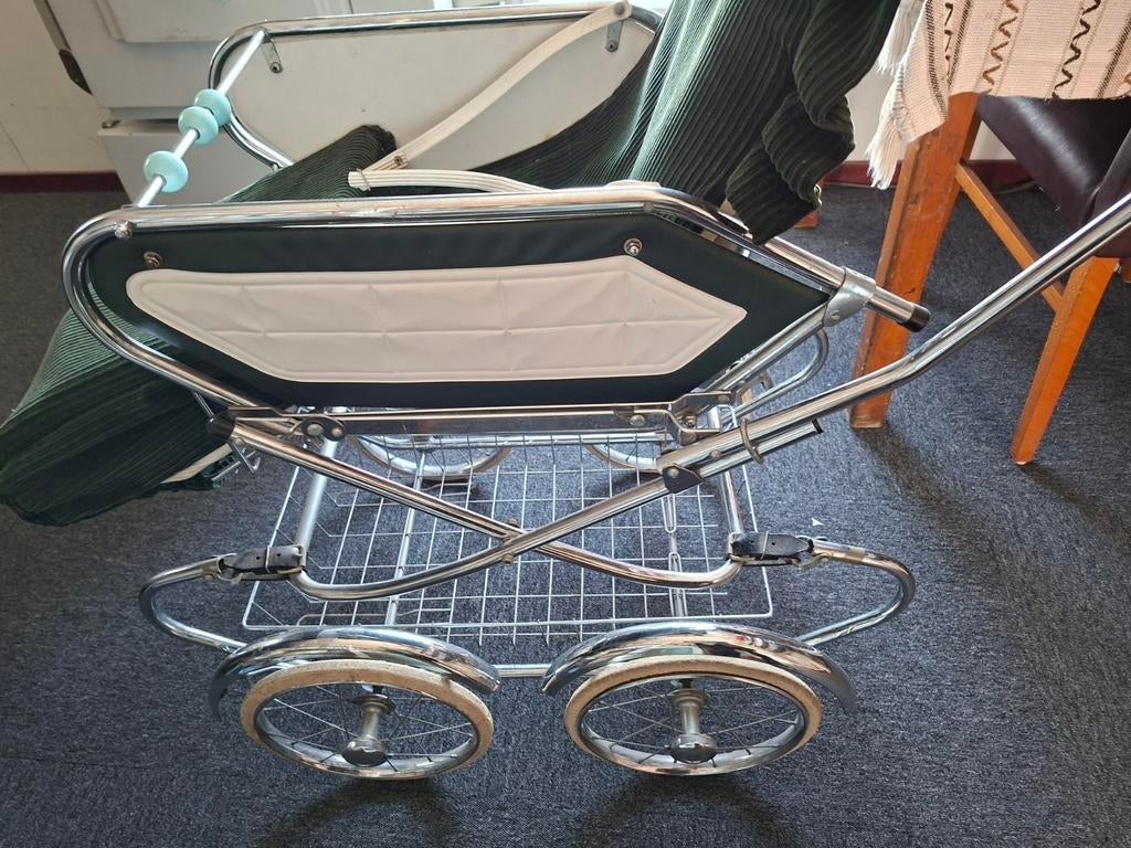 Vintage kinderwagen - Groen en Chroom, Ophalen, Gebruikt, Kinderwagen, Overige merken