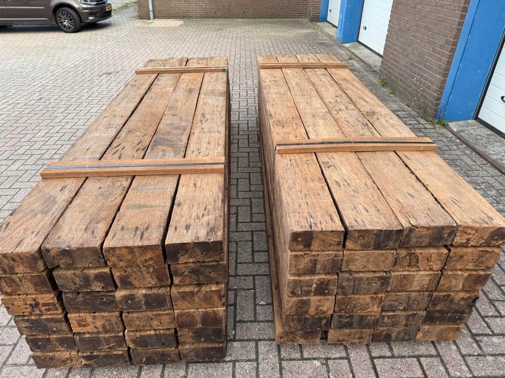 7.  Zware Azobe Balken, Ophalen, Gebruikt, Palen, Hardhout