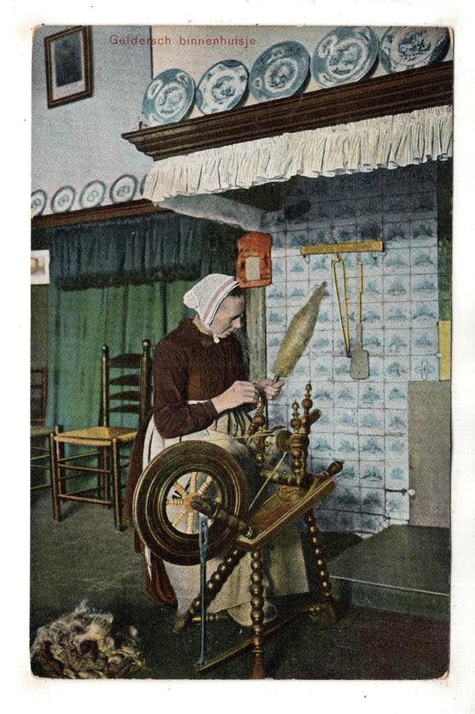 Veluwe Dorpsleven Klederdracht Spinnen  1906, Verzenden, Voor 1920, Ongelopen, Gelderland