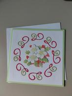 Handgemaakte Kerstkaart met bloemen en hulst, Ophalen of Verzenden, Nieuw, Kerst, Blanco kaart of Basiskaart