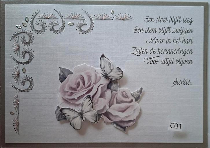 Geborduurde wenskaarten Condoleance, Hobby en Vrije tijd, Kaarten | Zelfgemaakt, Nieuw, Overige thema's, Ophalen of Verzenden