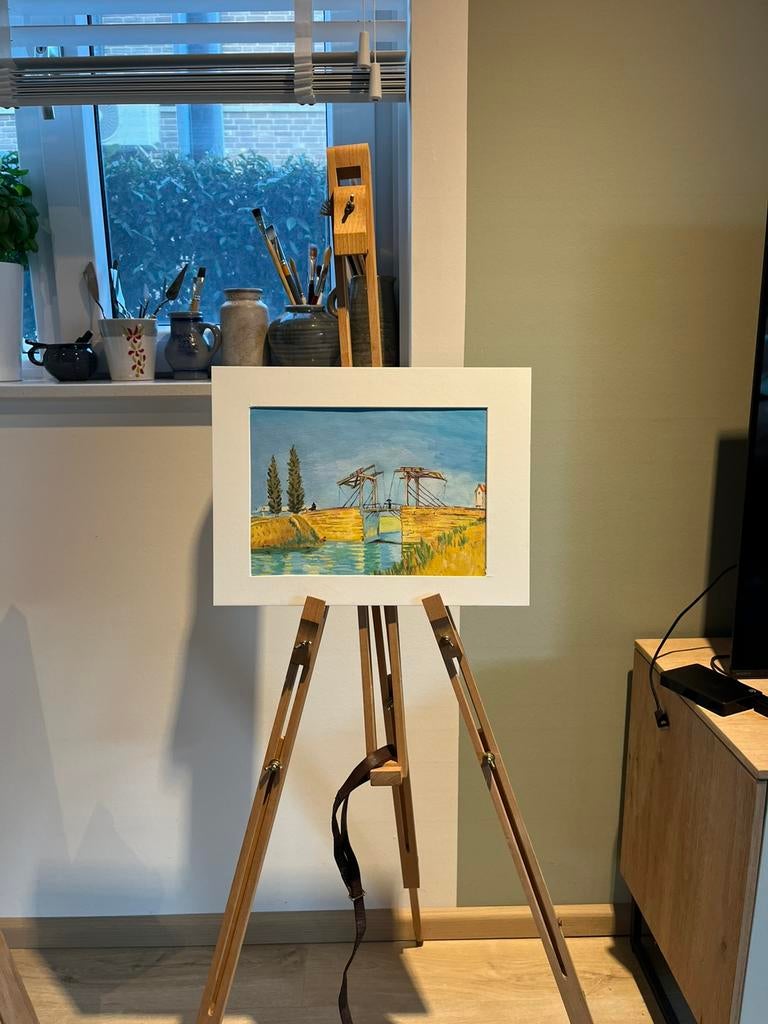 Brug van Langlois van Vincent van Gogh in acryl geschilderd, Ophalen of Verzenden