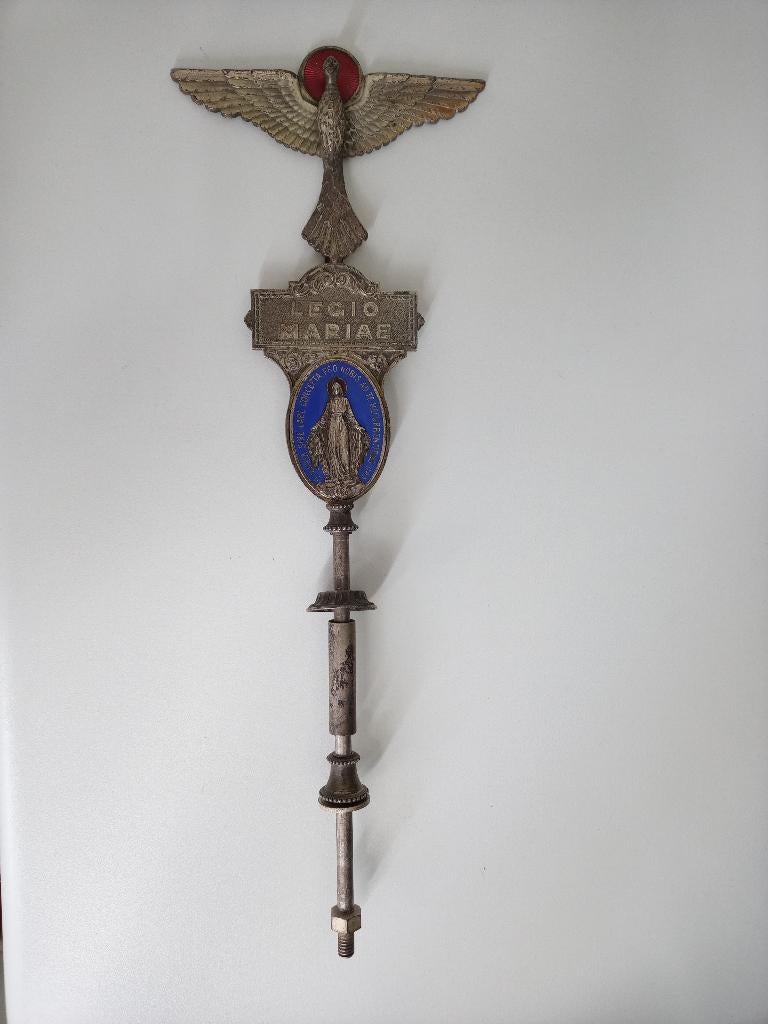 Legion of Mary religieus devoti verzilverd emaille ornament, Antiek en Kunst, Antiek | Religie, Ophalen of Verzenden