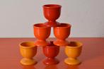 Set van 6 retro vintage kunststof Emsa eierdopjes met voet, Overige materialen, Overige typen, Ophalen of Verzenden, Zo goed als nieuw