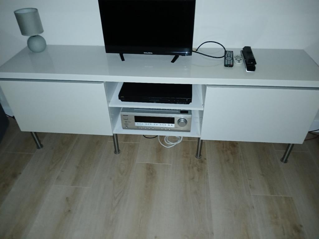 Hoogglans ikea wit tv meubel met laden en schappen, Ophalen of Verzenden, 25 tot 50 cm, Minder dan 100 cm