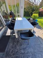 Massief houten eettafel met stoelen, Huis en Inrichting, Tafels | Eettafels, Ophalen, Gebruikt, 100 tot 150 cm, 200 cm of meer