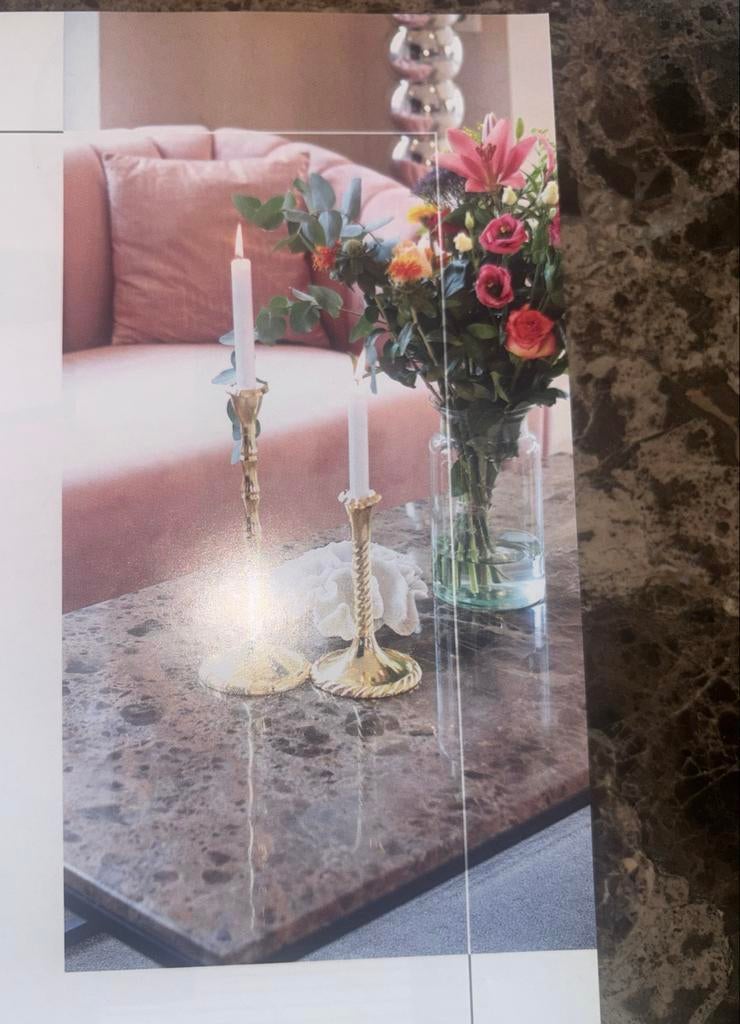 Richmond Orion salontafel rechthoek marmer blad Emperador, Ophalen, 100 tot 150 cm, 50 tot 100 cm, Zo goed als nieuw