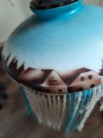 Vintage lampenkap met kralen en winterlandschap, Ophalen of Verzenden