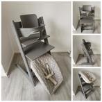 Stokke Tripp Trapp storm grey+babyset,newbornset evt. tray, Ophalen of Verzenden, Zo goed als nieuw, Stokke Tripp Trapp, Afneembaar eetblad