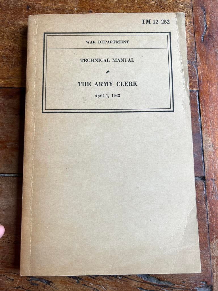 WO2 Amerikaans Army Clerk Administratie voorschrift 1943, Amerika, Ophalen of Verzenden, Boek of Tijdschrift