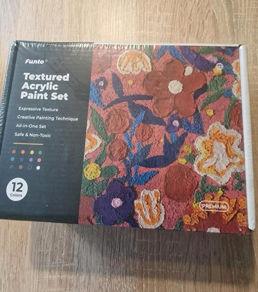 Funto Textured Acrylverf Set - 12 Kleuren, Ophalen of Verzenden, Nieuw, Acrylverf
