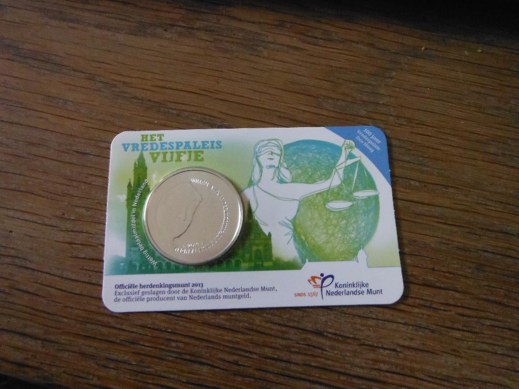 2013 5 euro het Vredespaleis Vijfje in coincard, Verzenden, Koningin Beatrix, Zilver, Euro's