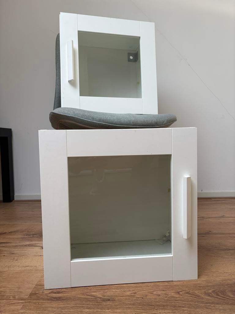 METOD Bovenkast met vitrinedeur wit houteffect, 40x40 cm, Ophalen of Verzenden, Gebruikt