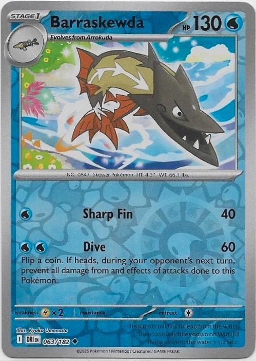 Destined Rivals,  Barraskewda [reverse] 63/182, Hobby en Vrije tijd, Verzamelkaartspellen | Pokémon, Nieuw, Losse kaart, Verzenden