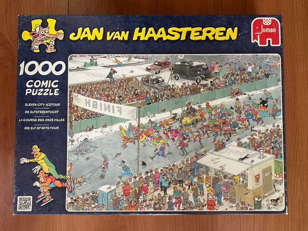 Jan van Haasteren puzzel: Elfstedentocht 1000st, Ophalen of Verzenden, 500 t/m 1500 stukjes, Zo goed als nieuw