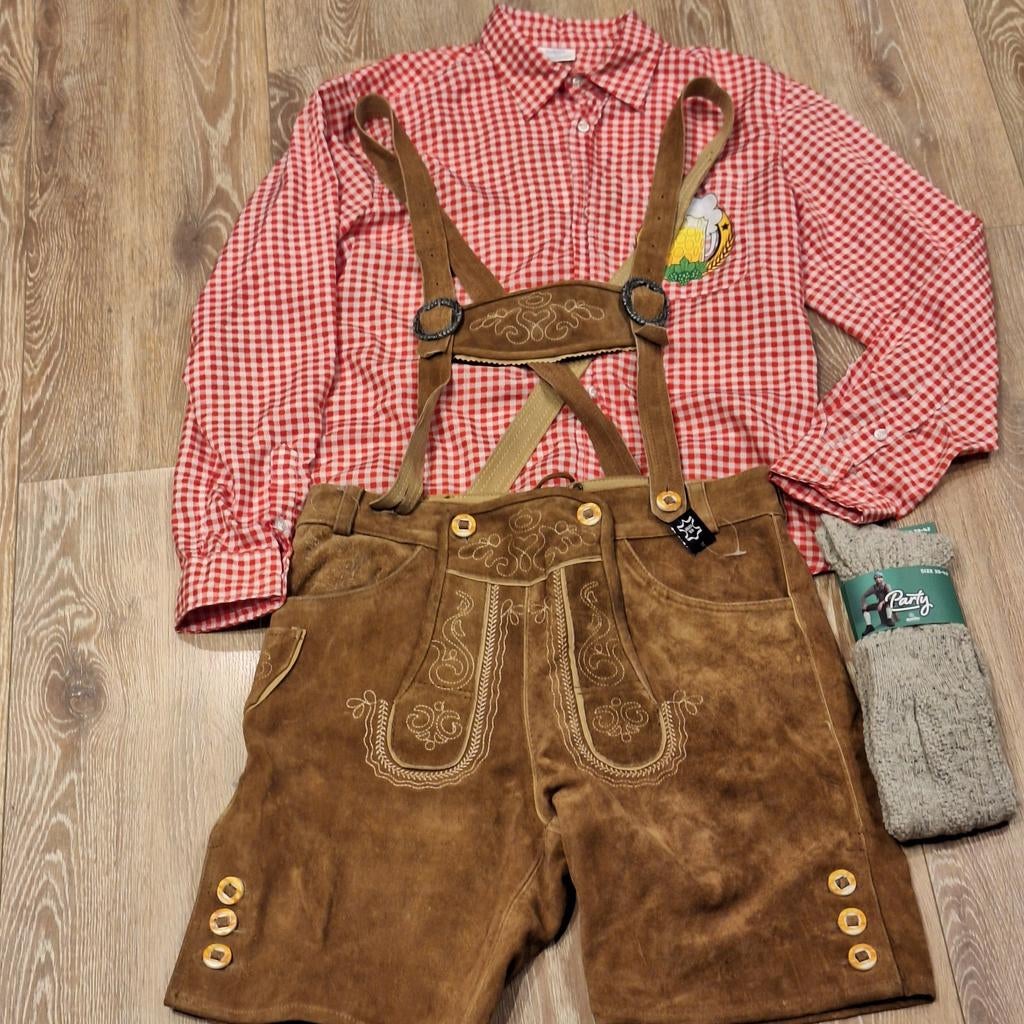 Lederhose 48 overhemd kousen Tiroler oktoberfeest, Ophalen, Zo goed als nieuw, Maat 48/50 (M), Overige thema's