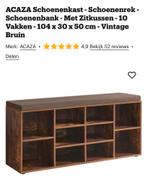 Vintage bruine schoenenkast met kussen, Ophalen of Verzenden, Zo goed als nieuw, Vintage