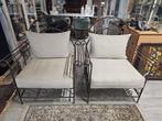 Twee ijzeren buiten fauteuils met kussens, Ophalen, Twee, Nvt, Nvt