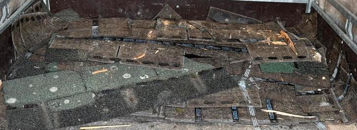 GRATIS bitumen dakshingles dakleer rechthoek groen ca. 12m2, Doe-het-zelf en Verbouw, Dakpannen en Dakbedekking, Gebruikt, Dakleer