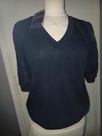 Fijngebreide V-hals trui mpiace broderie mouw - Donkerblauw, Mi Piace, Blauw, Maat 42/44 (L), Nieuw