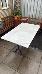 Marmeren tuintafel met gietijzeren onderstel, Ophalen, Gebruikt, Rechthoekig, Metaal